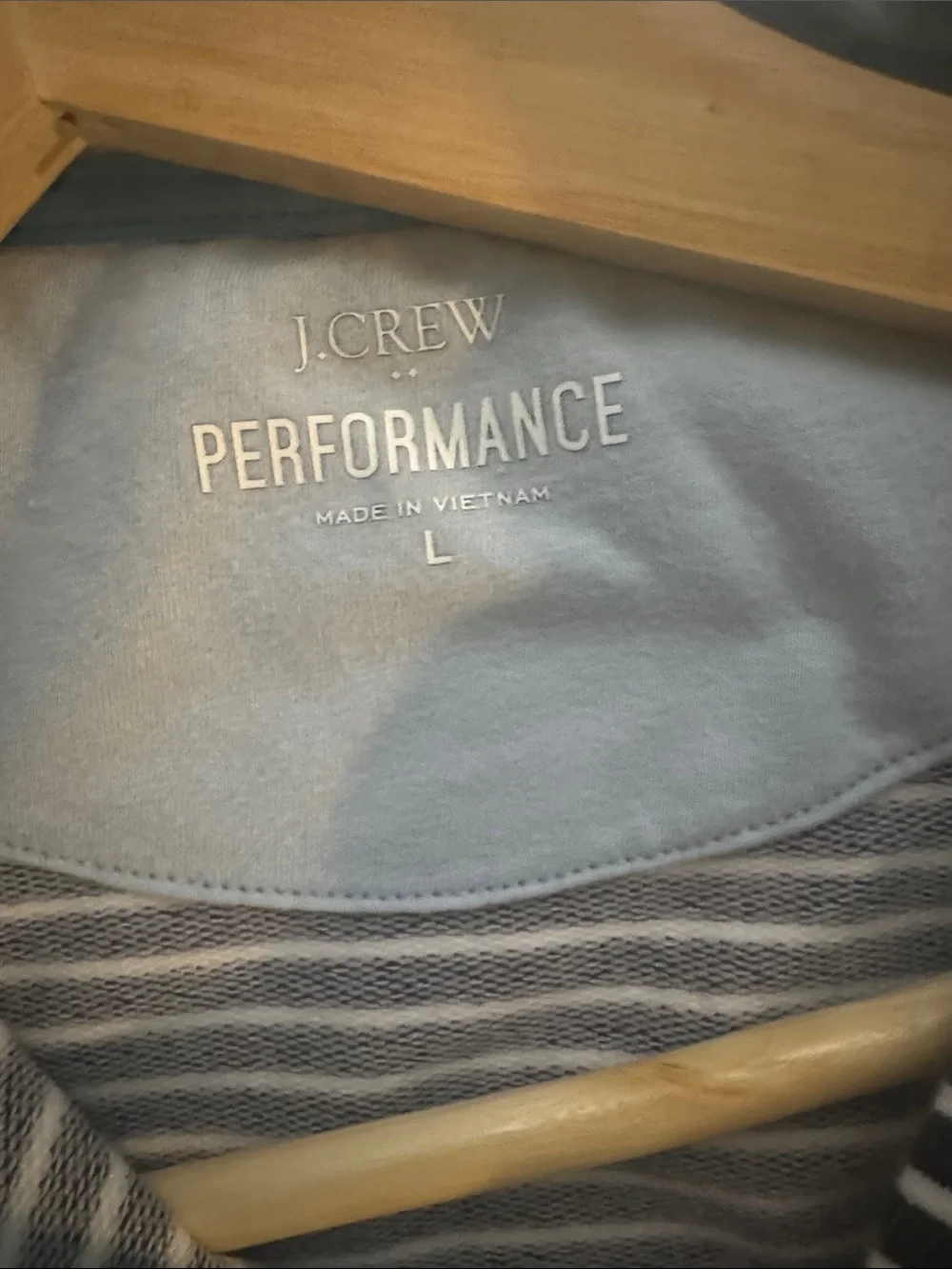 J. Crew Performance Striped Pullover in Light Blue and White